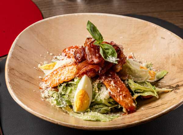 Caesar salad with spicy chicken