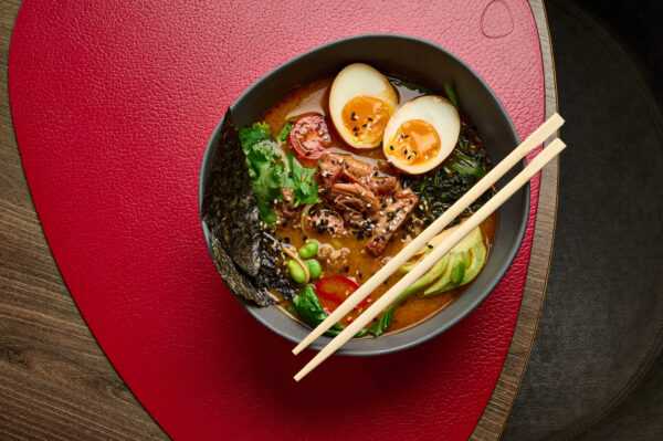 Miso ramen with meatballs and pulled veal