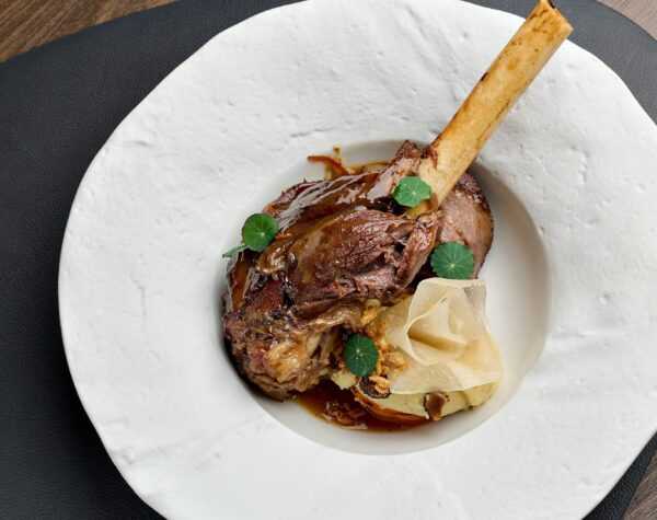Lamb shank braised in savory spices
